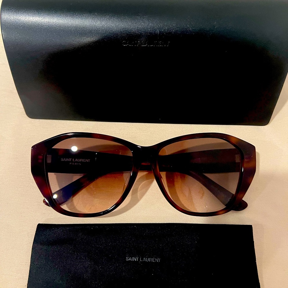 Authentic Yves Saint Laurent Brown/Gold/black Sunglasses